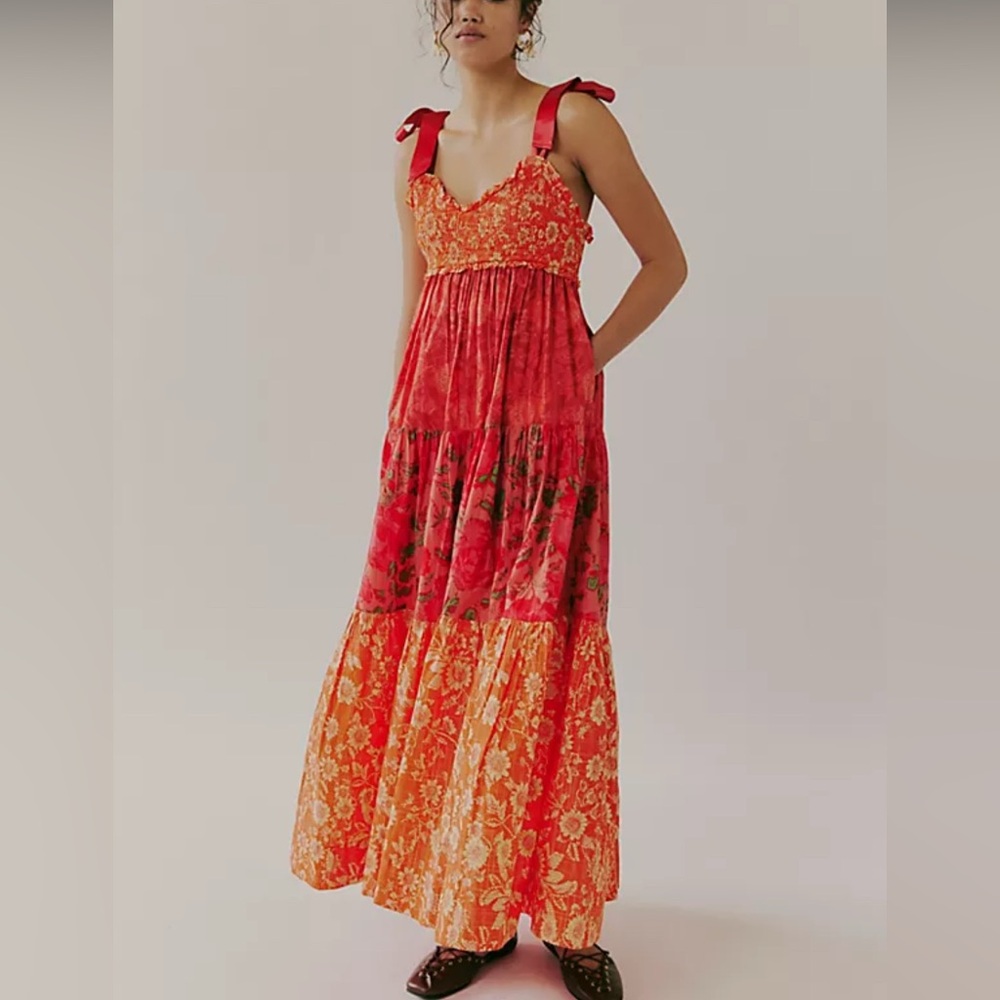 Amazon Vibrant Red and Orange Maxi Dress